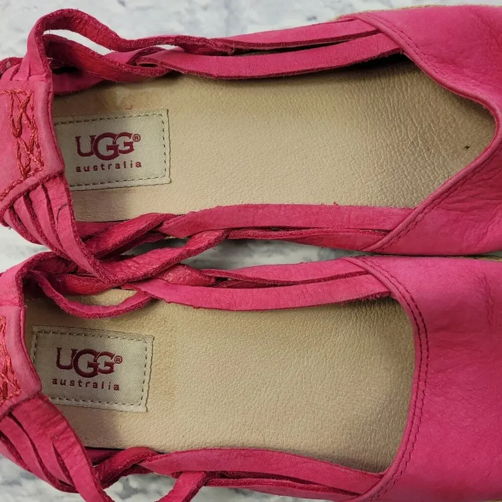 UGG Bright Barbiecore Pink Suede Tippie Espadrilles size 6